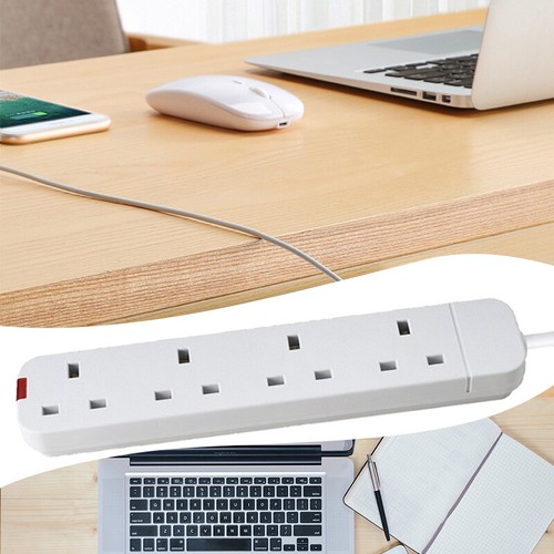 3M White Extension Lead Cable Electric Plug Socket Mains Power 4 Gang Way UK - Picture 7 of 10