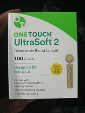 One Touch UltraSoft 2 Lancets (30 Gauge) 100 Count EXP 01/31/29
