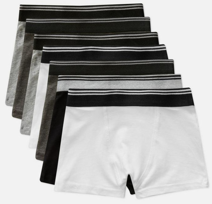 7 Pairs Hipsters Trunks Boxers Grey White Black Boys 2-13Years