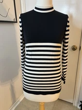 Unbranded Nylon Poly Black And White Striped Shirt, Size Small