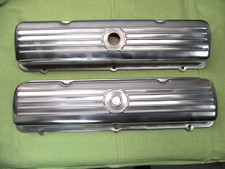 Pair Of 1960s V8 Oldsmobile 394cid Ribbed Steel Valve Covers Pair Of 1960s V8 Oldsmobile 394cid Ribbed Steel Valve Covers