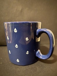 VINTAGE FPC of England Navy Blue w/ Petite White Flower Pattern Coffee/Tea Mug
