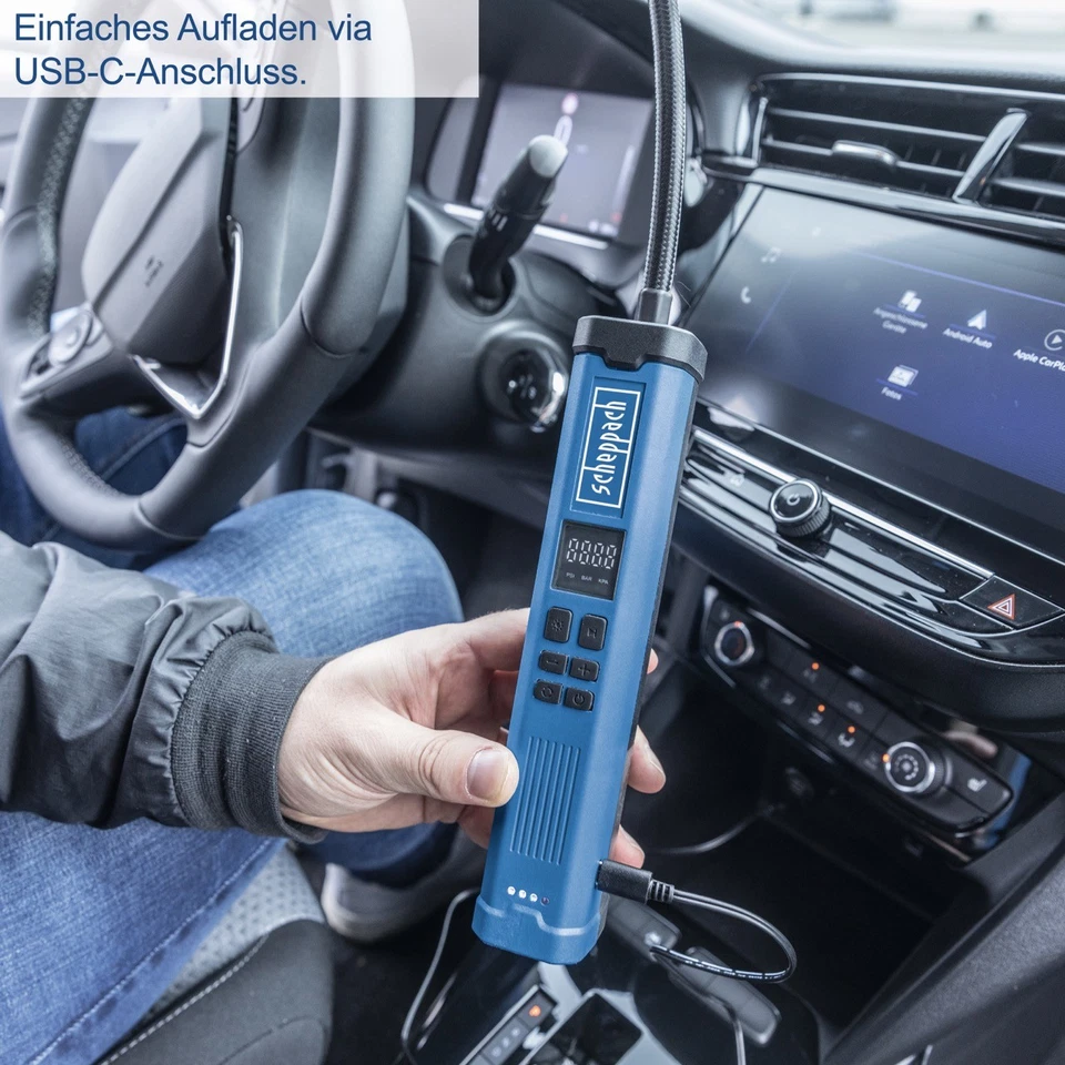Scheppach Akku Luftpumpe Elektrische Fahrradpumpe mit Display 10,3bar Kompressor - Bild 4 von 4