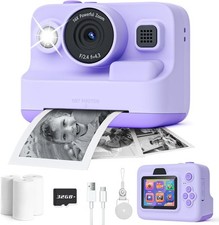 Instant Print Camera for Kids,2.4 Inch Screen Kids Cameras, Purple
