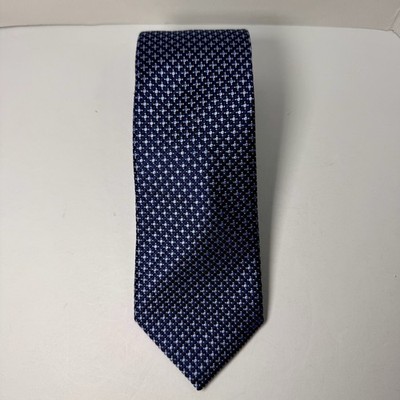 Tommy Hilfiger Blue Silk Necktie Diamond Micro Pattern Classic