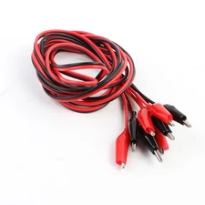 2 x Double-ended Alligator Clips Test Lead Jumper Wire 1.5m 2 Color