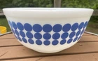 Vintage Pyrex Blue Polka Dot 2.5 Qt Mixing Bowl #403 MCM USA Retro