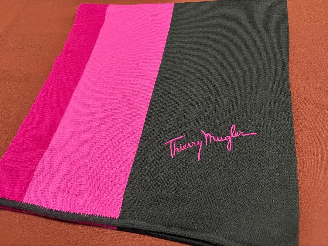 Thierry Mugler Pink Black Scarf 150cm x 35cm Women's Fashion image 2