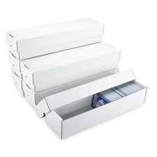 Trading Card Storage Box 6 Pack 1200 count with Lid, White Corrugated Cardboa...