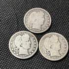 3x Barber Silver Quarter Lot Including 1896, 1907, 1911