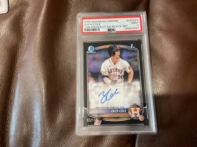 2025 bowman chrome zach cole chrome prospect true black auto /10 PSA 9