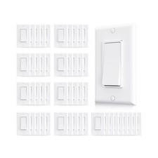 AIDA Single Pole Rocker Decora Light Switch, 15 Amp Self-grounding Electrical...