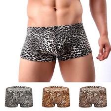 Uomo Boxer Leopardato Slip Intimo U Convesso Mutandine Fitness Pantaloncini