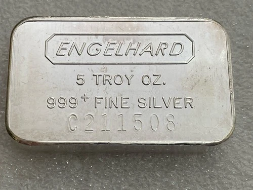 Rare! Engelhard 5 Troy Oz .999 Fine Silver Bar- Serial #C211058