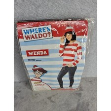 Wenda Where's Waldo Costume Adult Large/XLarge Spirit Halloween Shirt Hat