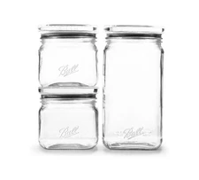 3 Jar Set, Stack & Store Jars with Airtight Stackable Lid, (2) 4 Cup and (1) ...