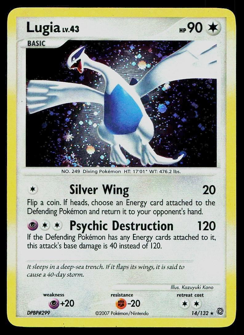 Pokemon Card Secret Wonders Lugia 14/132 Holo Rare SWIRL and Holo Bleed!