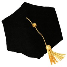 OSBO GradSeason Graduation Doctoral Tam 6-Sides Black Velvet with Gold Bullio...
