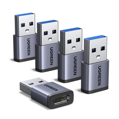 UGREEN USB auf C Adapter (5er Pack), 10Gbps Datenübertragung Typ C Buchse grau 