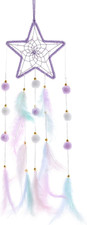 Purple Star Kids Dream Catcher Wall Decor Pompom Feather Baby Dreamcatcher Handm