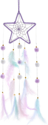 Purple Star Kids Dream Catcher Wall Decor Pompom Feather Baby Dreamcatcher Handm