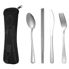 3X(4Pcs Set Dinnerware Portable Stainless Steel Spoon Fork Steak  Set3465