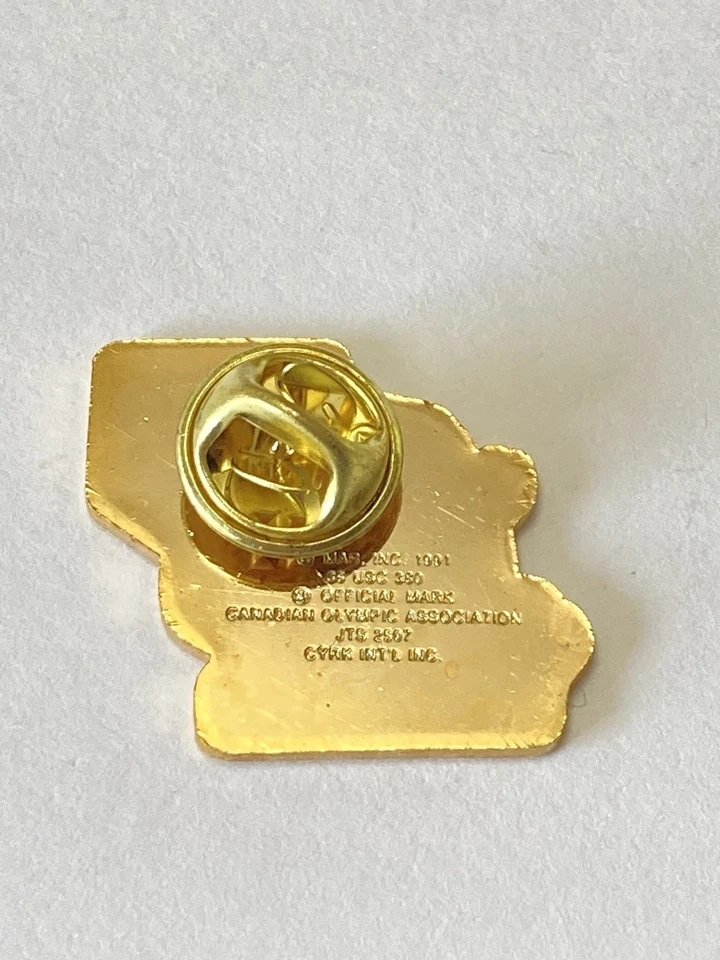 Vintage M&M Brand Albertville Olympic Games Freestyle Skiing Enamel Pin Red Skii - Image 3 of 4