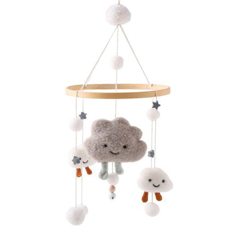 Baby Crib Mobile Wooden Felt Craft Infant Nursery Hanging Decor Wind Chimes DIY - Picture 5 of 15