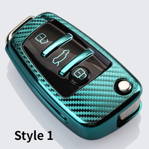 Carbon Fiber Soft Key Fob Case Shell Cover Keychain Rope For Audi A3 Q3 Q7 A1 - Bild 14 von 15