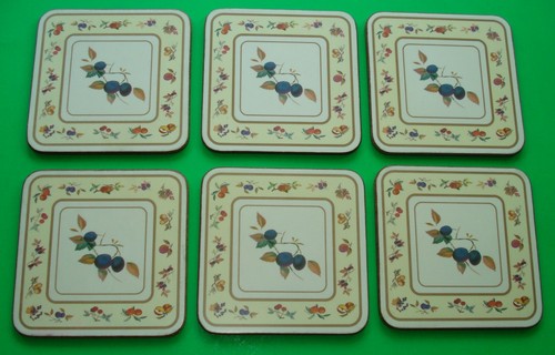 Vintage English Life Coasters Assorted Fruit Set of 6 Cork Backed without Box - Picture 2 of 9