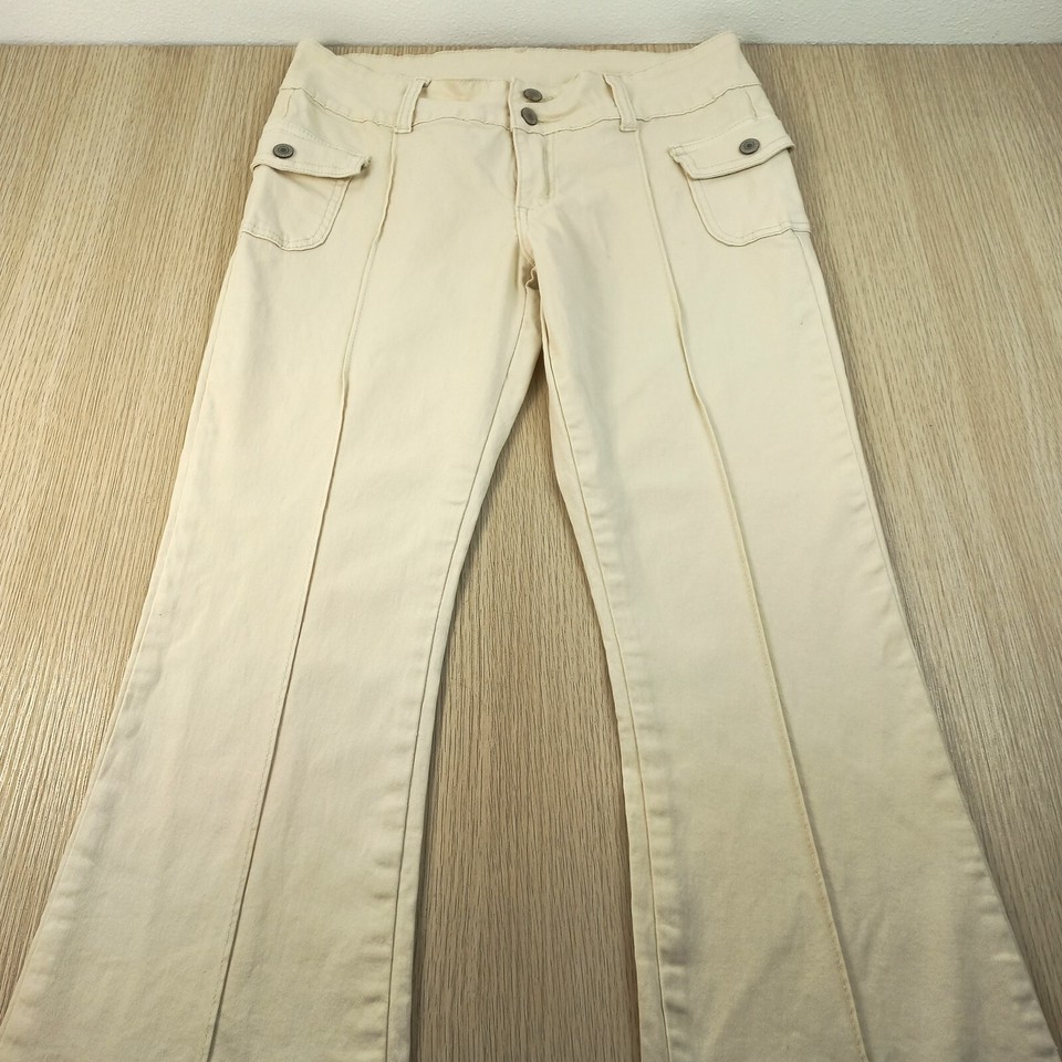 J Galt Shanghai Jeans Women's Size S Low Rise Stretch Flare Hipster Cargo Long