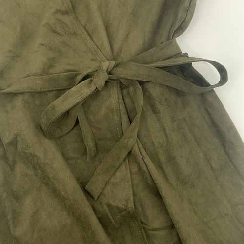 NWT Banana Republic Size 10P Vegan Suede True Wrap Dress Olive Green $149 - Picture 6 of 16
