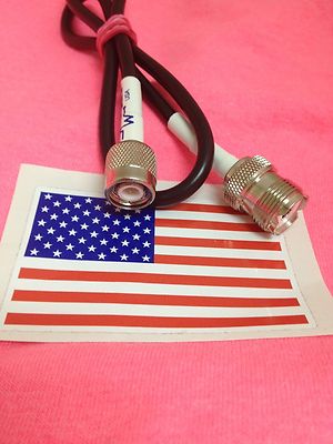 20'' TNC male to PL-259/SO-239 female RG58 cable jumper pigtail MADE IN USA