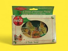 New 1999 Coca-Cola Santa Claus Playing Cards Christmas Two Sealed Decks In Tin
