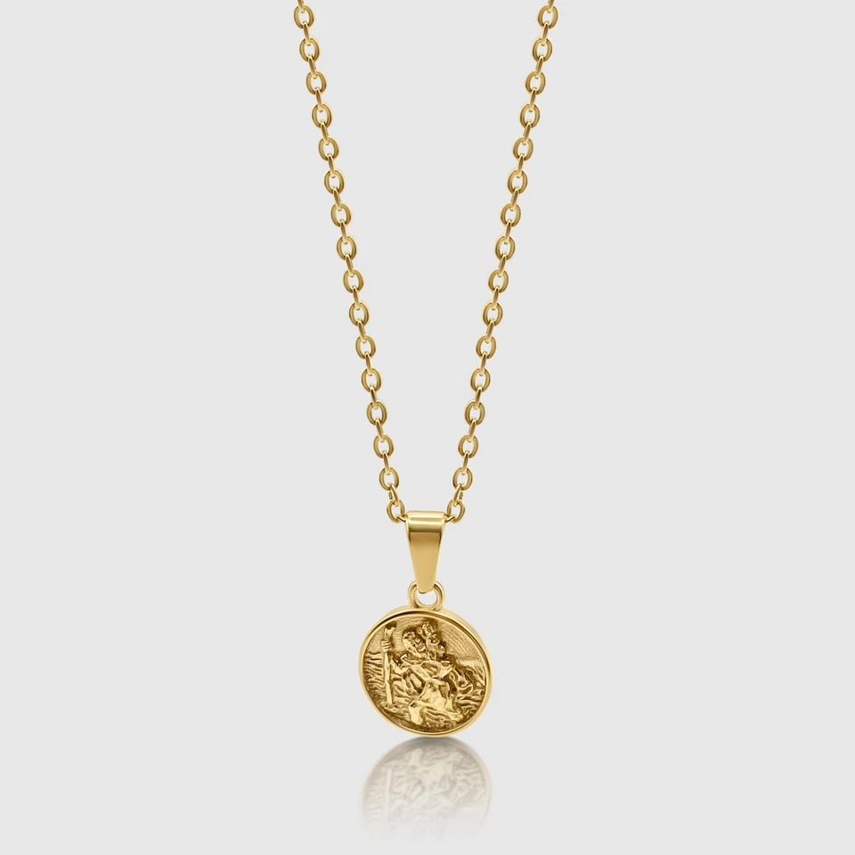 Saint Christopher Christ Religious Jesus Christ Necklace & Pendant in 18k Gold - Image 3 of 4