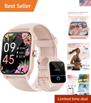 Modern Smart Fitness Watch for Women: Alexa, Health Monitoring & Stylish Pink