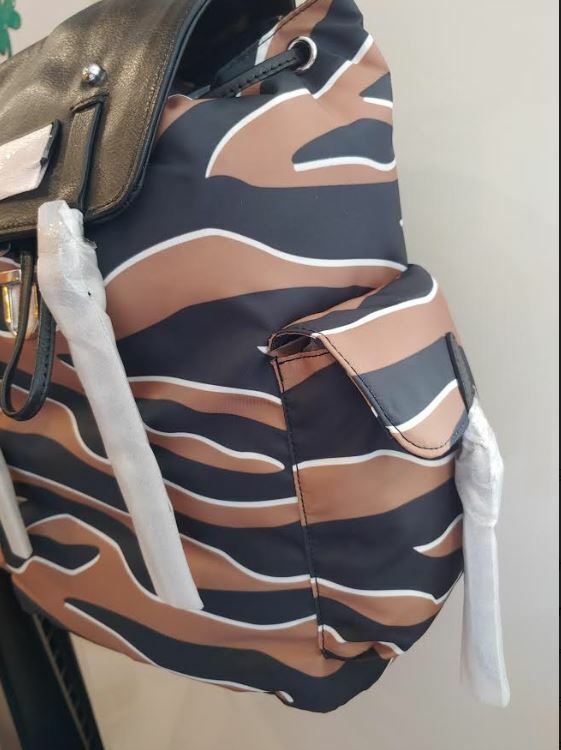 Rebecca Minkoff Bowie Nylon /Leather Backpack Bag Zebra Silver Hardwr