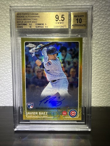 Javier Baez [Gold Refractor] #AR-JB 2015 Topps Chrome Autograph Rookies card