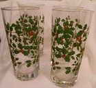 Set Of 4 Holly Berry Vintage Glasses 16 Ounces Christmas!  Pretty! Heavy Bottom — photo 2