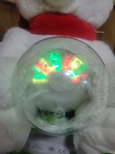Sound Light Animated White Christmas Bear Jingle Bell Rock Snow Globe Message Pa - Picture 7 of 8