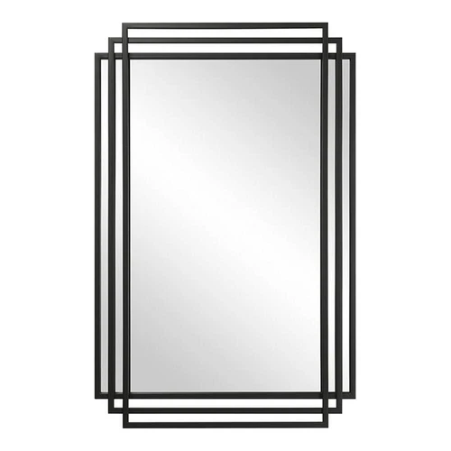 Uttermost Amherst Contemporary Iron and MDF Mirror in Matte Black - Picture 1 of 8