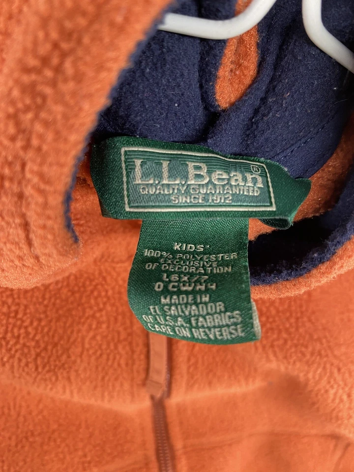 Vintage LL Bean Kids Unisex Full Zip Fleece Polartec Vest in Size L Y2K Orange - Image 2 of 4