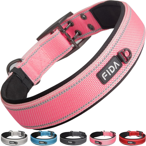Padded Dog Collar, Metal Belt Buckle Dog Collar with Double-Layer Webbing, Heavy - Picture 11 of 12
