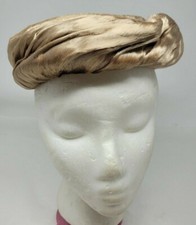 Vintage Union Made USA Faux Fur Pill Box Hat Shimmery Taupe Great Shape