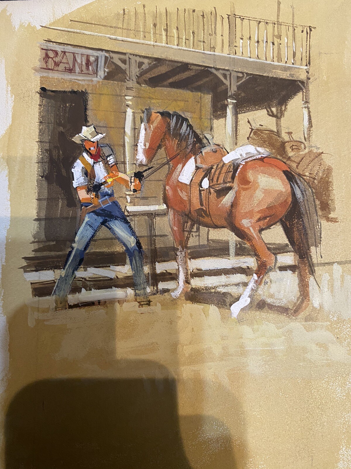 basil gogos original painting western pulp novel art NOT horror famous monsters eBay