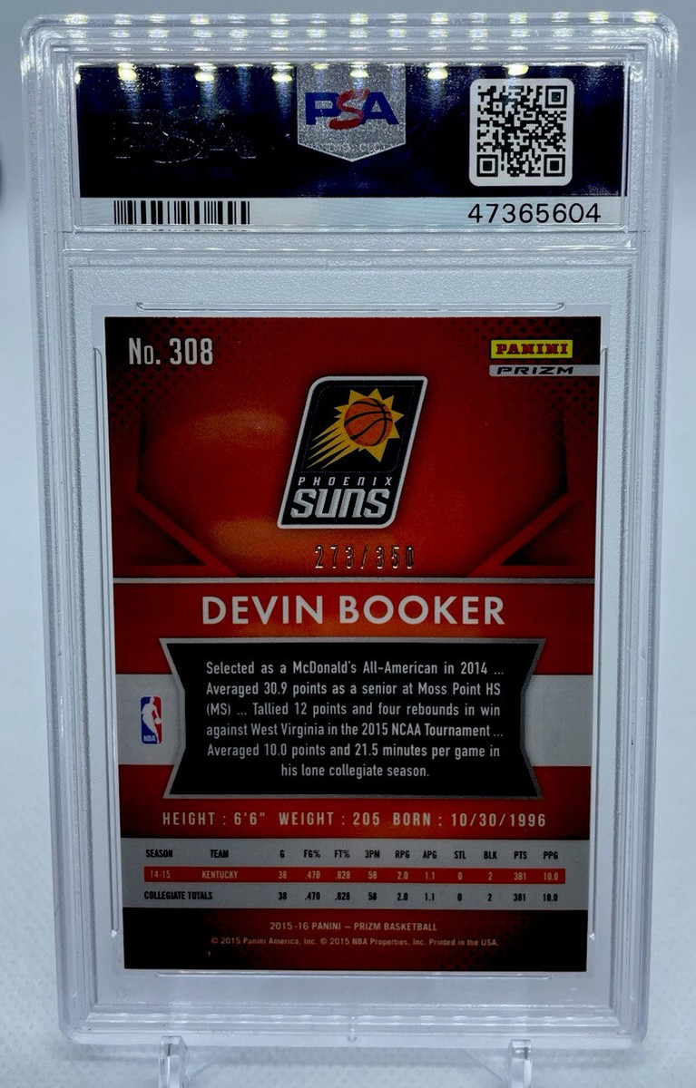 2015 Panini Prizm DEVIN BOOKER Rookie Ruby Wave /350 PSA 9