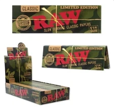 FULL BOX 24PKS of RAW Rolling Papers CLASSIC CAMO - 1¼ Papers - LIMITED EDITION!