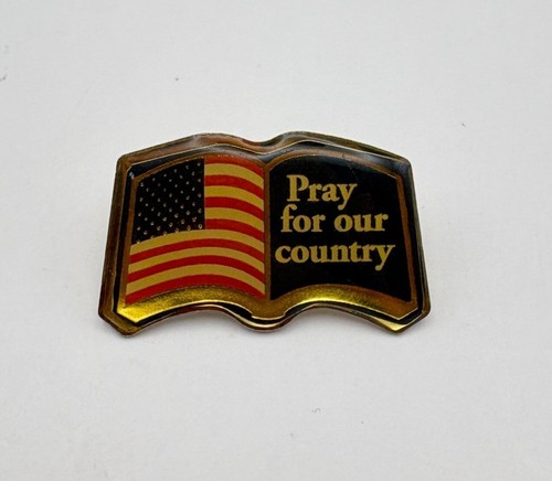 Pin de solapa bandera americana reza por nuestro país patriótico tono dorado Biblia abierta - Imagen 6 de 6