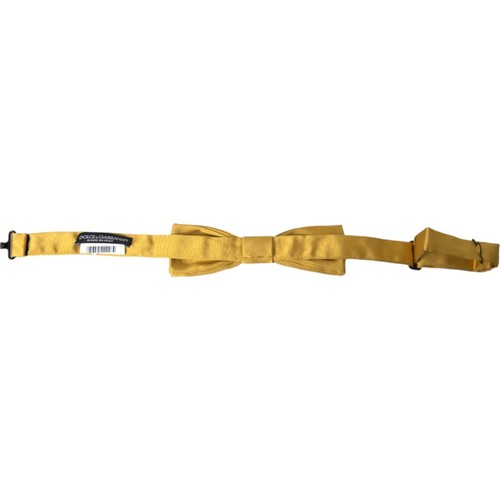 Dolce & Gabbana Pajarita Amarillo 100% Seda Ajustable Cuello Hombre Papillon - Imagen 5 de 7