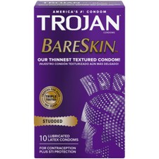 Trojan Bareskin Studded Thin Sensitive Textured Lubricated Latex Condoms